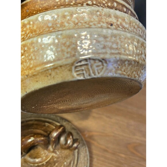 Art Pottery Dish Jar W/Lid Brown Tones Handmade, Marked By Artist - Picture 8 of 9